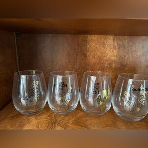 Cactus-Themed Stemless Wine Glass Set